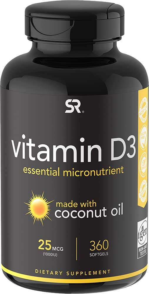 Sports Research Vitamin D3 with Coconut Oil, 360 Mini-Liquid Softgels ...