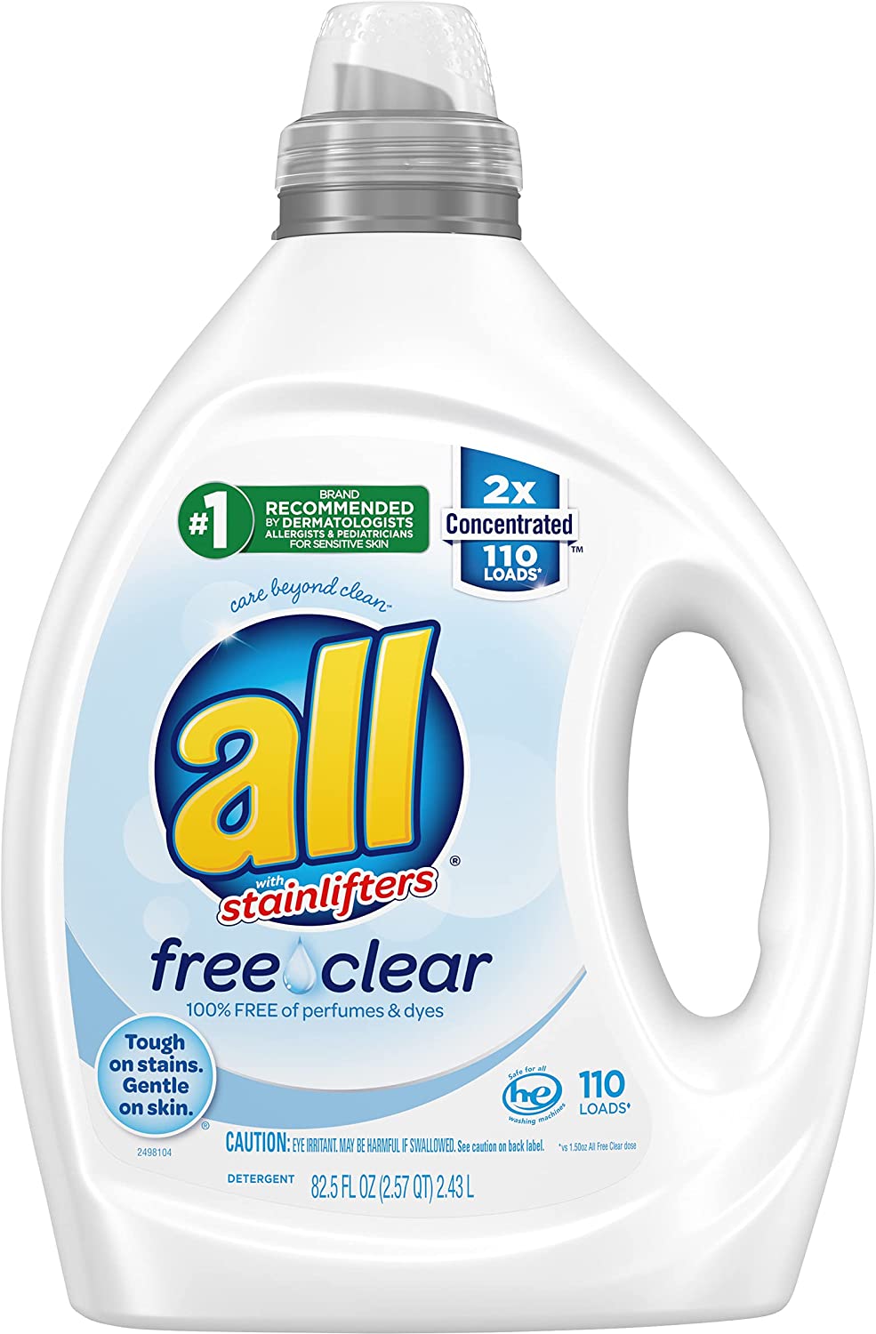 all Liquid Laundry Detergent, Free Clear for Sensitive Skin, 110 Loads ...