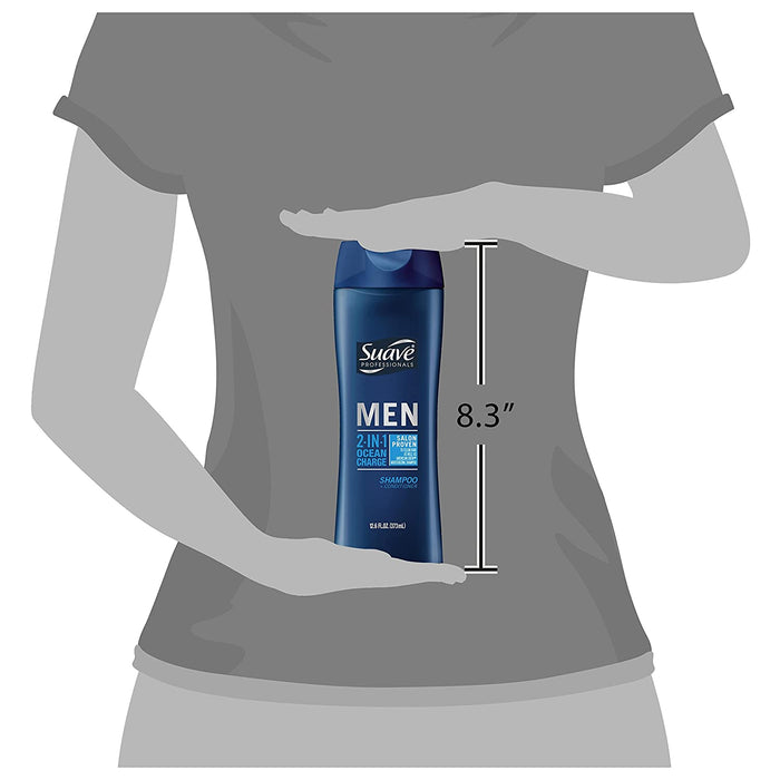 Suave Men 2 in 1 Shampoo and Conditioner, Ocean Charge Scent