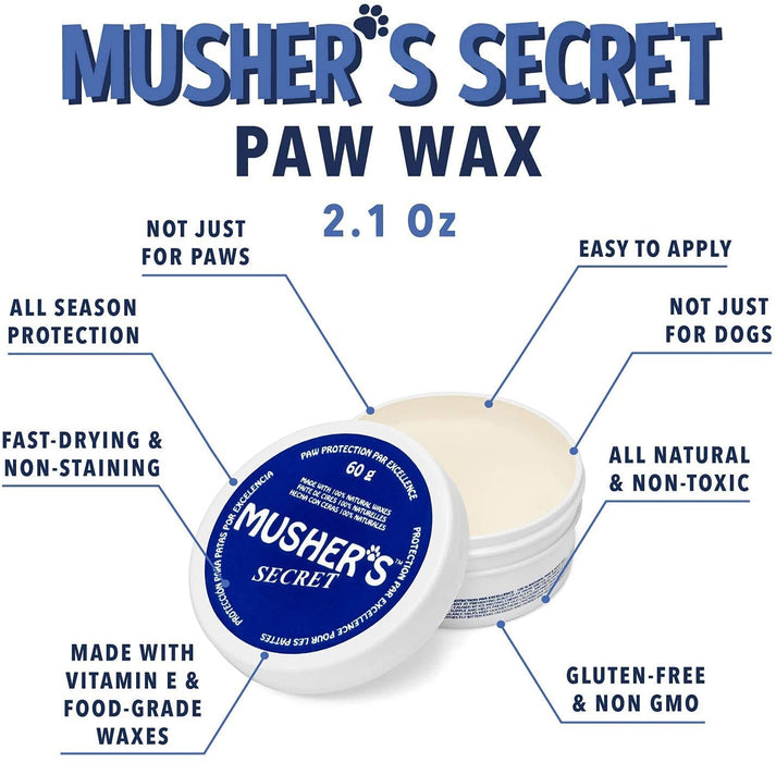 Musher's Secret Dog Paw Wax (2.1 Oz): All Season Pet Paw Protection Against Heat