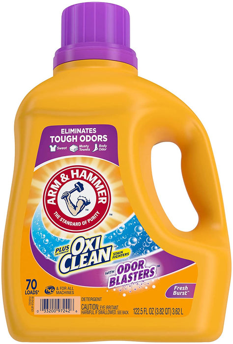 Arm & Hammer Plus OxiClean Odor Blasters Fresh Burst, 70 Loads Liquid Laundry Detergent, 122.5 Fl oz