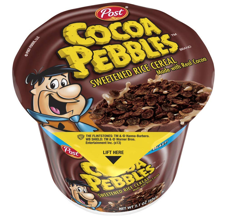 Post Cocoa Pebbles Cereal, 2.0 -Ounce Cups, Pack of 10