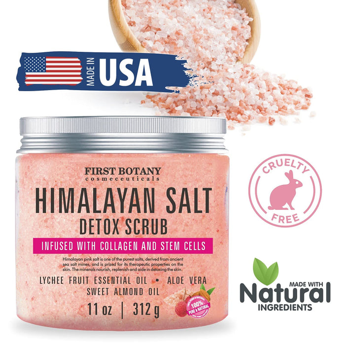 Himalayan Salt Body Scrub with Collagen and Stem Cells - Natural Exfoliating Salt Scrub & Body