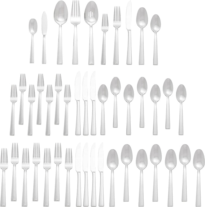 Oneida Madison Avenue 45 Piece Casual Flatware Set, 18/0 Stainless, Service for 8,Silver,45pc