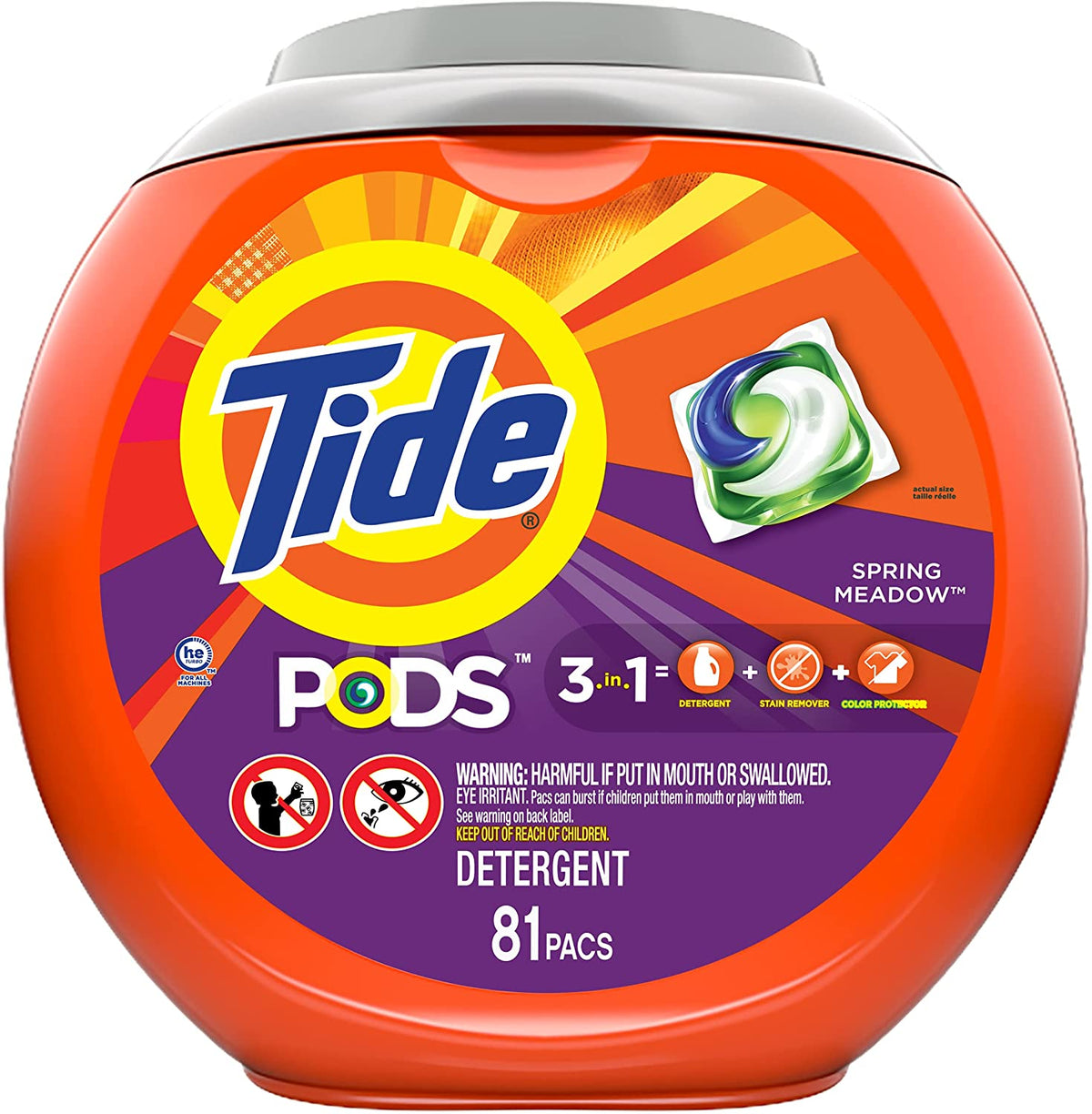 Tide Pods 3 in 1, Laundry Detergent Pacs, Spring Meadow, 81 Loads ...