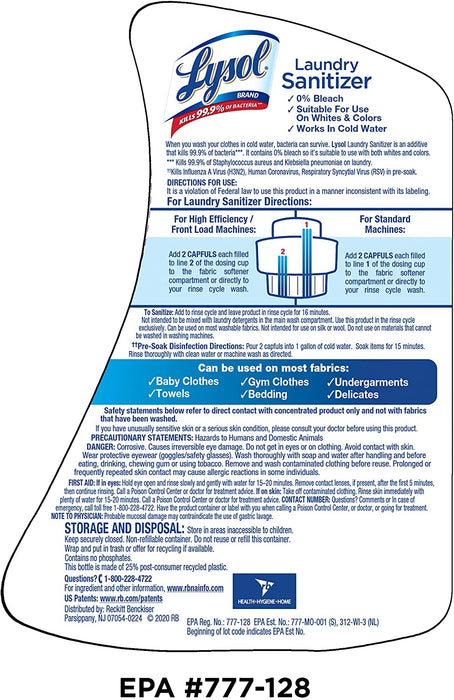 Lysol Laundry Sanitizer Additive, Crisp Linen, 90oz, Packaging May Vary