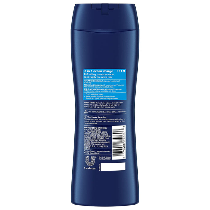 Suave Men 2 in 1 Shampoo and Conditioner, Ocean Charge Scent