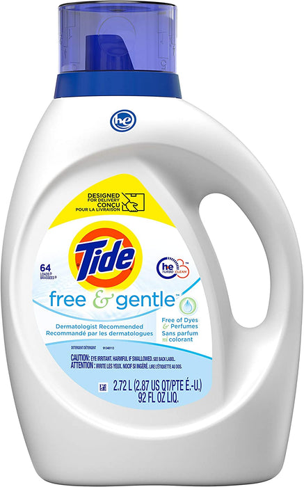 Tide Free & Gentle Liquid Laundry Detergent, 64 loads