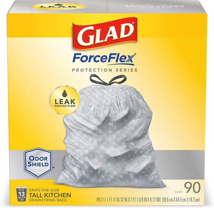 Glad ForceFlex Protection Series Tall Kitchen Trash Bags, 13 Gal