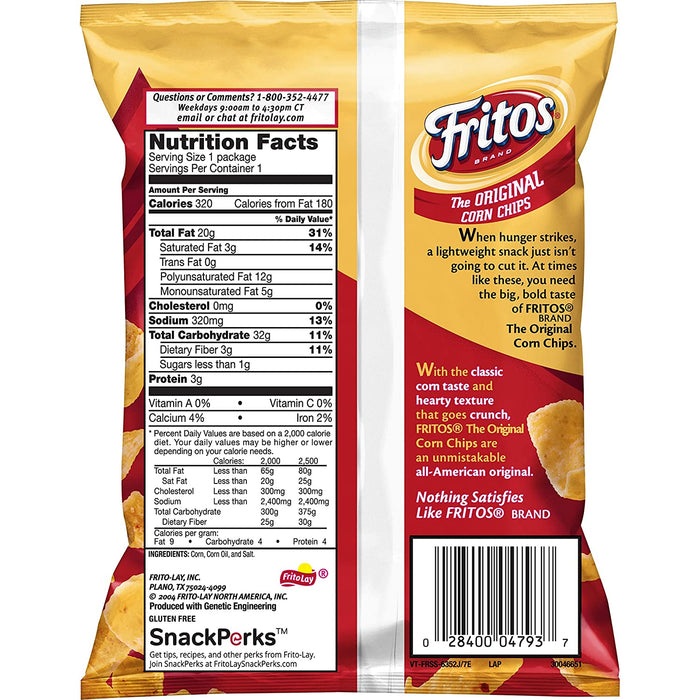 Fritos Original Corn Chips, 2 Ounce, Pack of 10