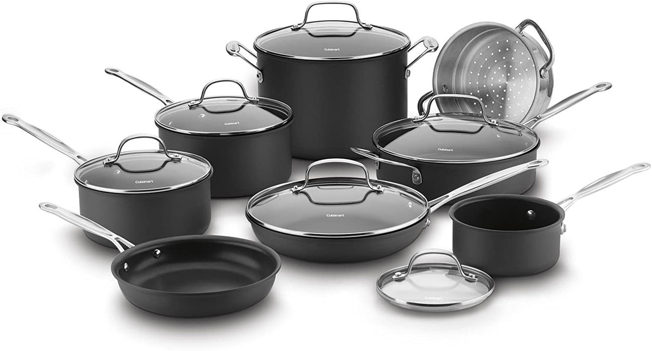 Inert Cookware Cuisinart 14 Piece Chef's Classic Non-Stick Hard Anodized Cookware Set ...
