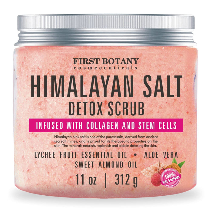 Himalayan Salt Body Scrub with Collagen and Stem Cells - Natural Exfoliating Salt Scrub & Body