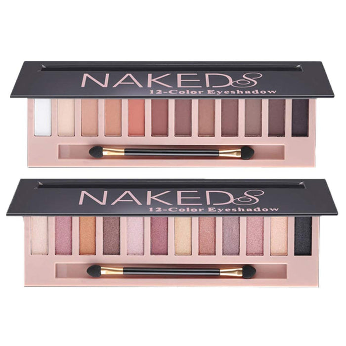 2 Pack 12 Colors Makeup Naked Eyeshadow Palette Natural Nude Matte Shimmer Glitter Pigment Eye Shadow