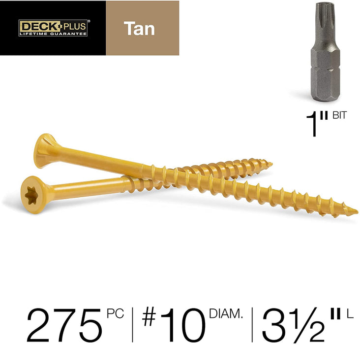 Deck Plus 48422 Wood Screws #10 x 3-1/2", Tan, 5lb Box