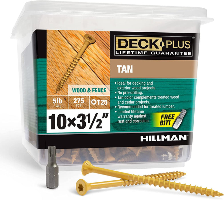 Deck Plus 48422 Wood Screws #10 x 3-1/2", Tan, 5lb Box